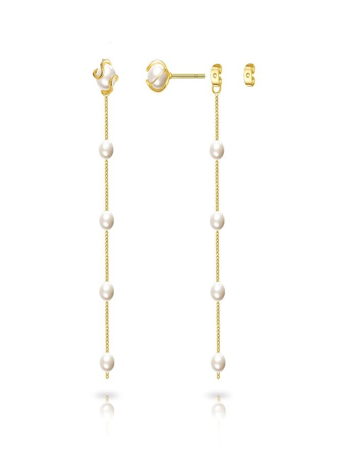 Zeffy Pearl Earrings for Women - Gold Pearl Drop Dangle Earrings Long White Pearl Statement Earring Hypoallergenic Bride Wedding Prom Dainty Tassel Earring Trendy Cute Pearl Jewelry Gifts Birthday - Image 1